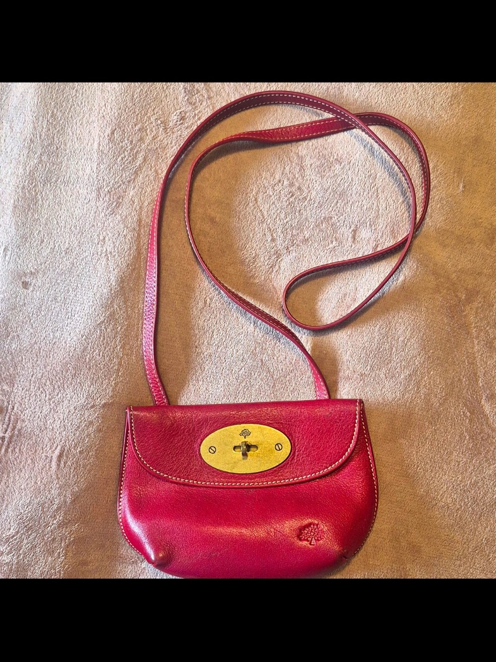 Mulberry Raspberry Leather Crossbody with Gold Turn-Lock